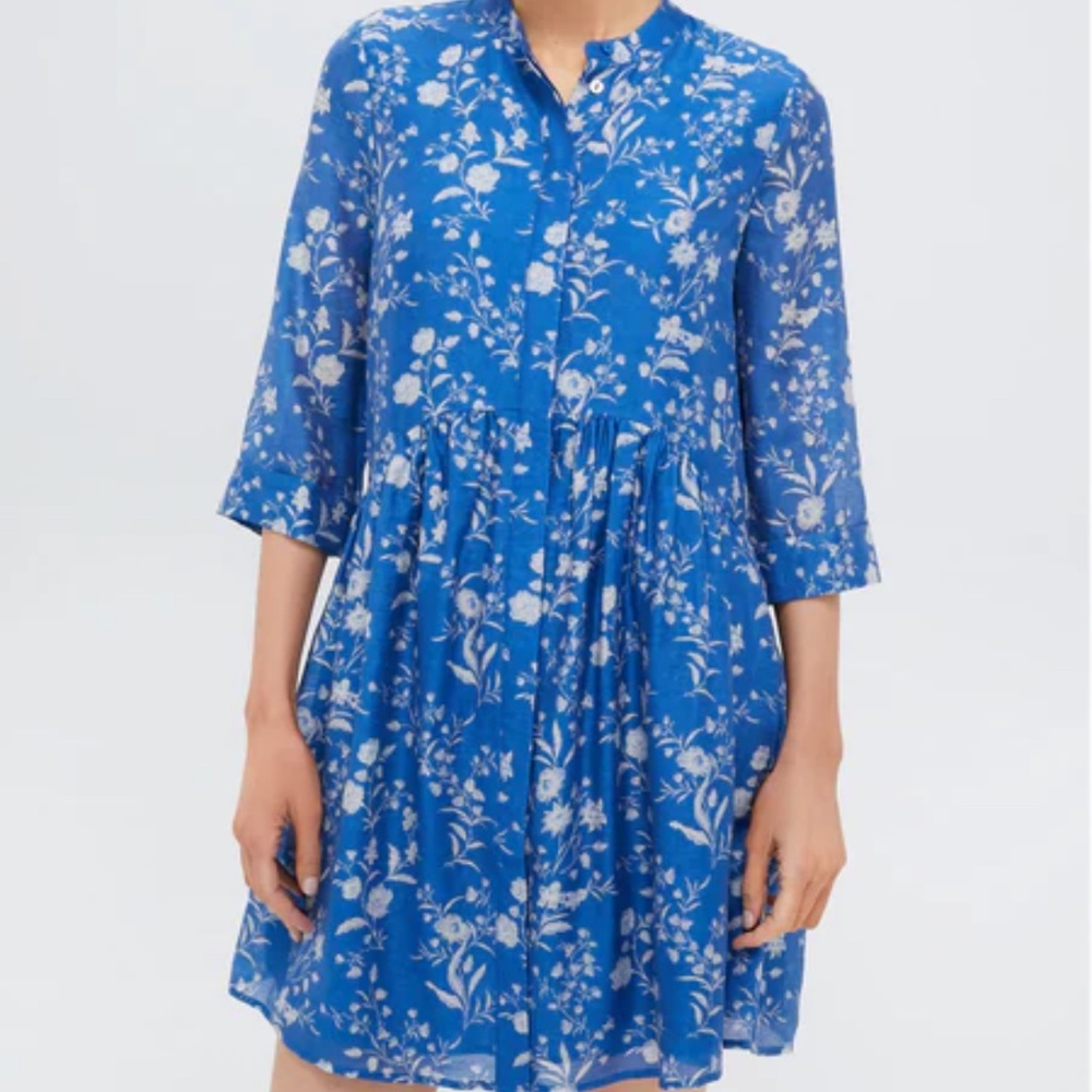 Tuckernuck Limoges Floral Royal Shirt Dress
